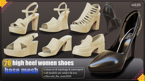20 high heel women shoes basemesh
