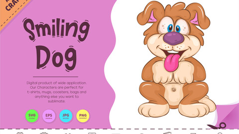 Cartoon Smiling Dog. Clipart.