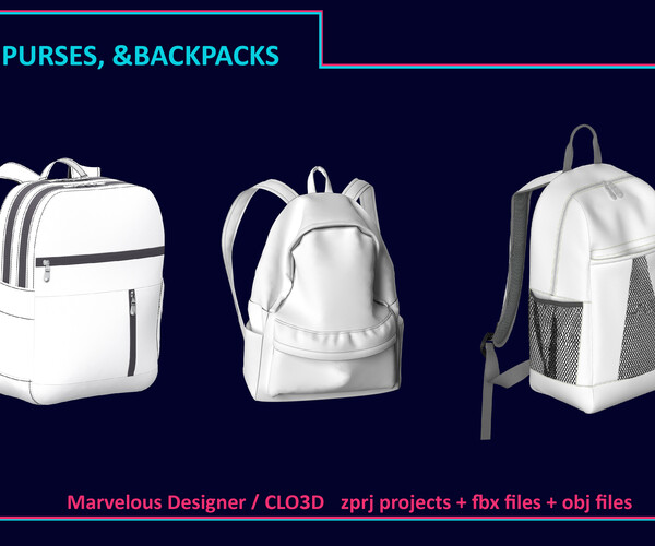 ArtStation - Hand Bag pack Backpack MD CLO 3D ZPRJ ZPAC project