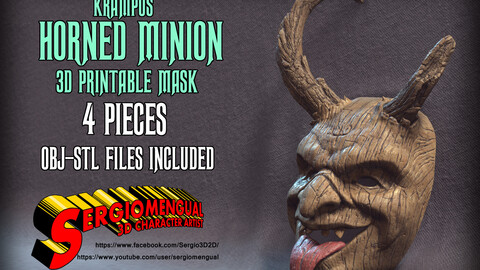 Krampus Horned Minion 3D printable mask 3D print model