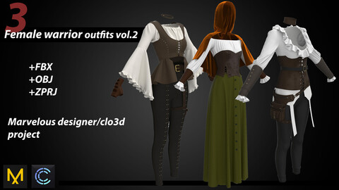 Warrior outfits Vol.2(Marvelous designer/Clo3d project)