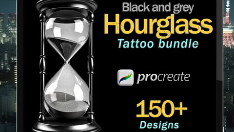 Procreate Hourglass tattoo bundle | Procreate stamps | Procreate brushes | Procreate tattoo | Tattoo flash | Procreate realism