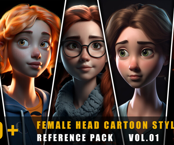 ArtStation - 500+ Female Head Cartoon Style - References Pack Vol.01 ...