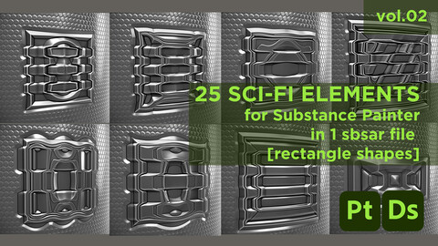 25 hardsurface rectangle decals for substance painter