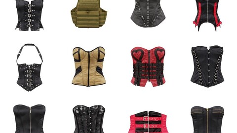 Accentuate Your Virtual Wardrobe with 12 Beautiful Corset Models in OBJ Format