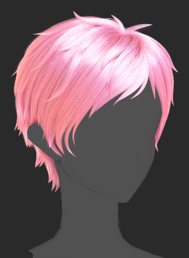 ArtStation - Anime male Short Hair Hairstyle (blender Particle hair ...