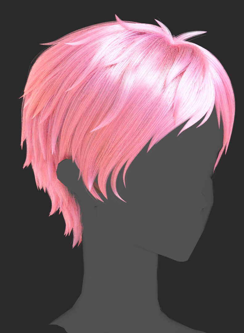 ArtStation - Anime male Short Hair Hairstyle (blender Particle hair ...