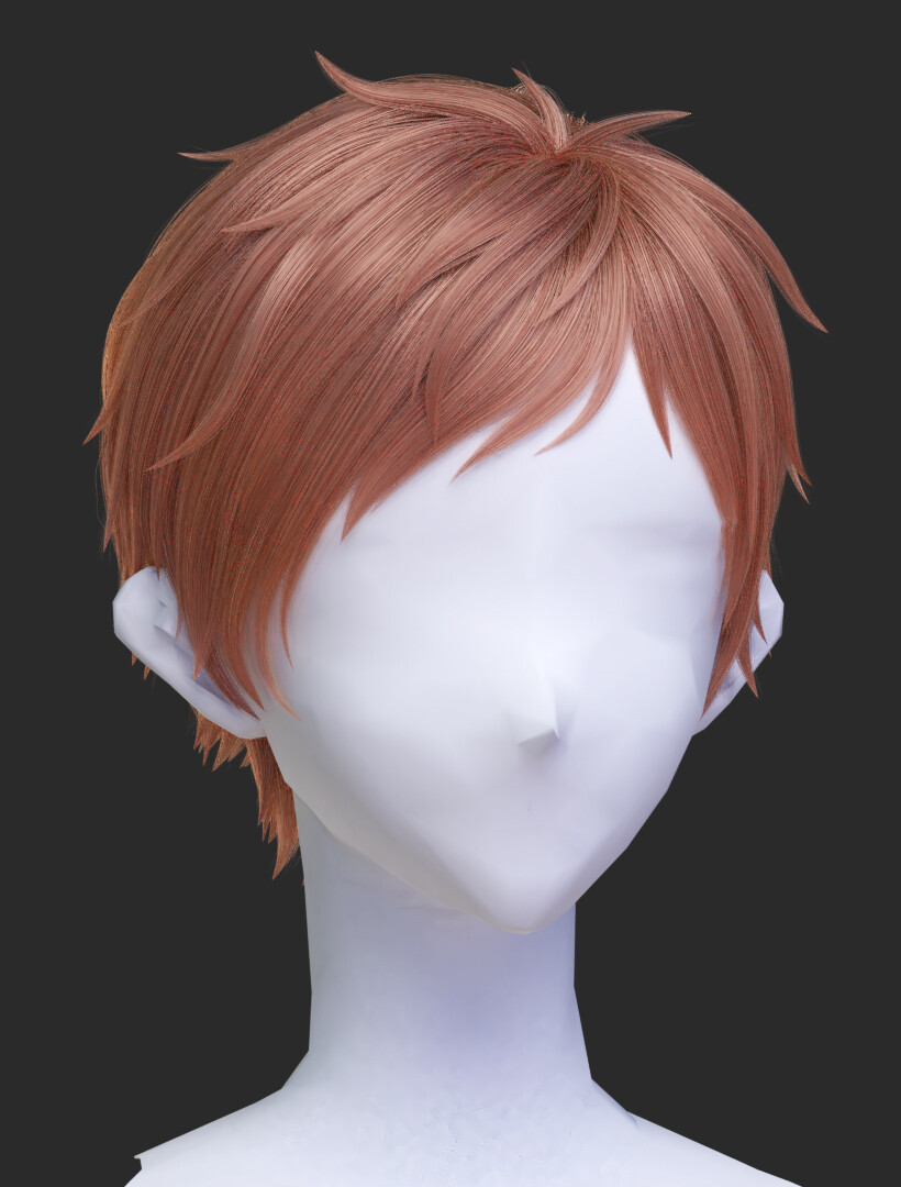 anime male short Hairstylesblender particle system 3D model  CGTrader