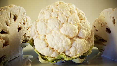 3D Scanned Cauliflower Model - OBJ Format with 4K Textures and Normal Map