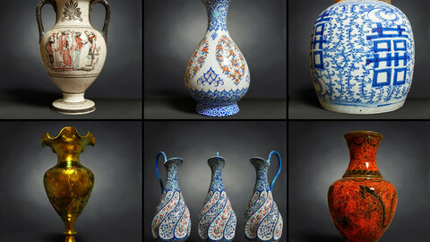 6 Ancient and Historical Vases 3D Scanned Collection