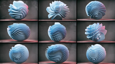 Xenodream Abstract Flower Collection - 9 High-Quality 3D Digital Models