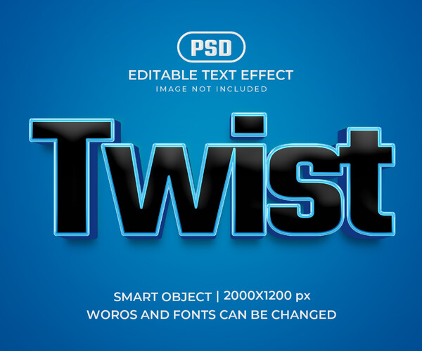 ArtStation - 3D Twist. PSD Fully Editable Text Effect. Layer Style PSD ...