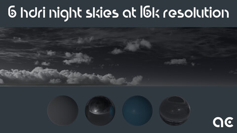 Night Skies HDRI Collection Vol.1 - 6 Skies at 16k resolution, Clouds+Atmosphere Masks