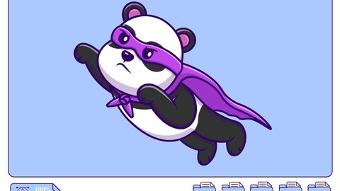 Cute Panda Super Hero Flying Cartoon Vector Icons Illustration. Flat Cartoon Concept. Suitable for any creative project.