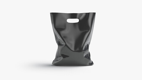 Black Die-cut Plastic Bag - handle packet stand