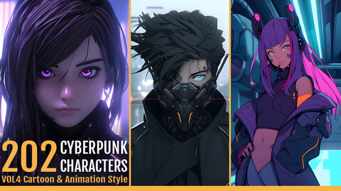 202 Cyberpunk Characters VOL4 in Cartoon and Animation Style