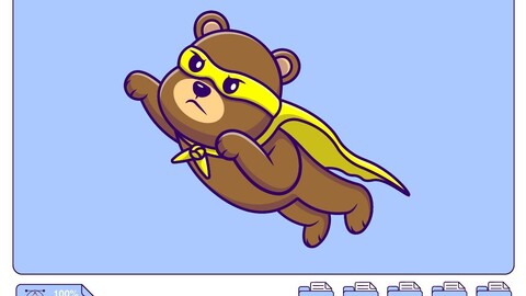 Cute Bear Super Hero Flying Cartoon Vector Icons Illustration. Flat Cartoon Concept. Suitable for any creative project.