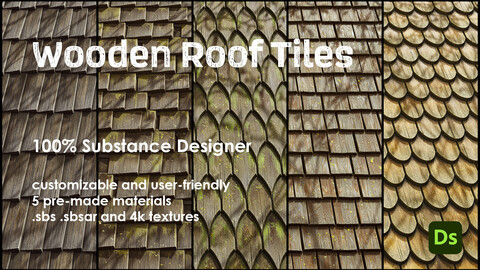 Customizable Wooden Roof Tiles - 100% Substance Designer