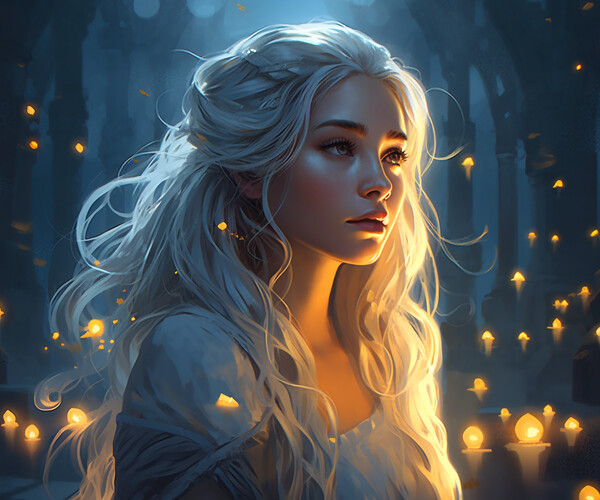 ArtStation - Silver Moon Goddess: A Digital Portrait of a Beautiful ...