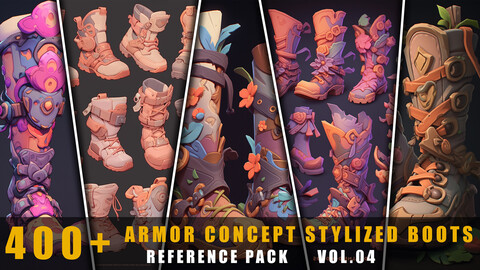 400+ Armor Concept Stylized Boots - References Pack Vol.04