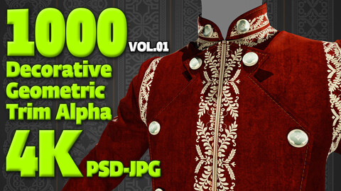 1000 Decorative Geometric Trim Alpha + 4K + PSD + High Quality Vol.01