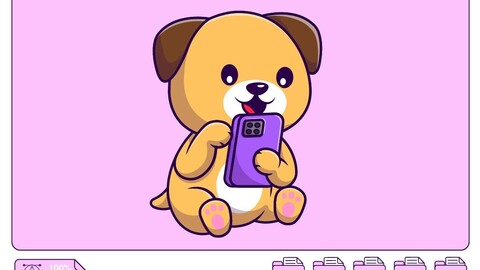 Cute Dog Playing Phone Cartoon Vector Icons Illustration. Flat Cartoon Concept. Suitable for any creative project.