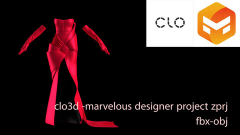 dress with clo3d -marvelous designer-with gloves