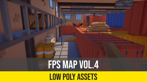 Low Poly FPS Map Vol4 Shooter Warehouse Deathmatch Map for Unity