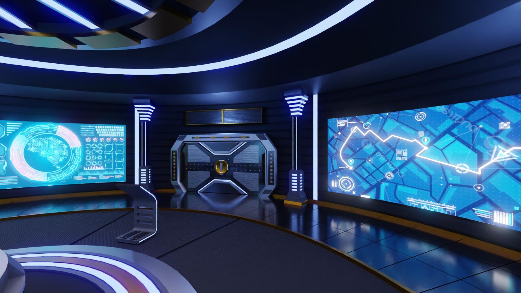 ArtStation - Sci-Fi Command Room Interior 3D Model | Game Assets