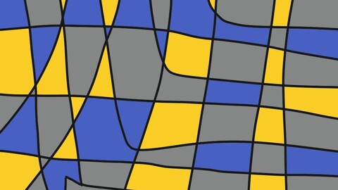 Abstract arts simple 3 color blue, yellow, grey