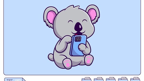 Cute Koala Playing Phone Cartoon Vector Icons Illustration. Flat Cartoon Concept. Suitable for any creative project.