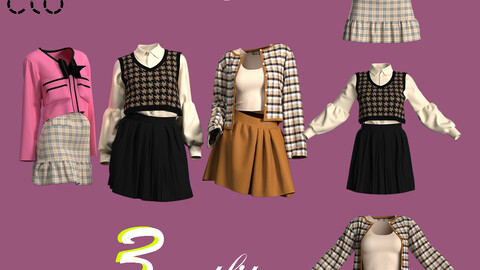 3 outfits for female 8-Daz A-pose