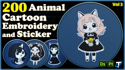 200 Animal Cartoon Embroidery and Sticker - Vol 3