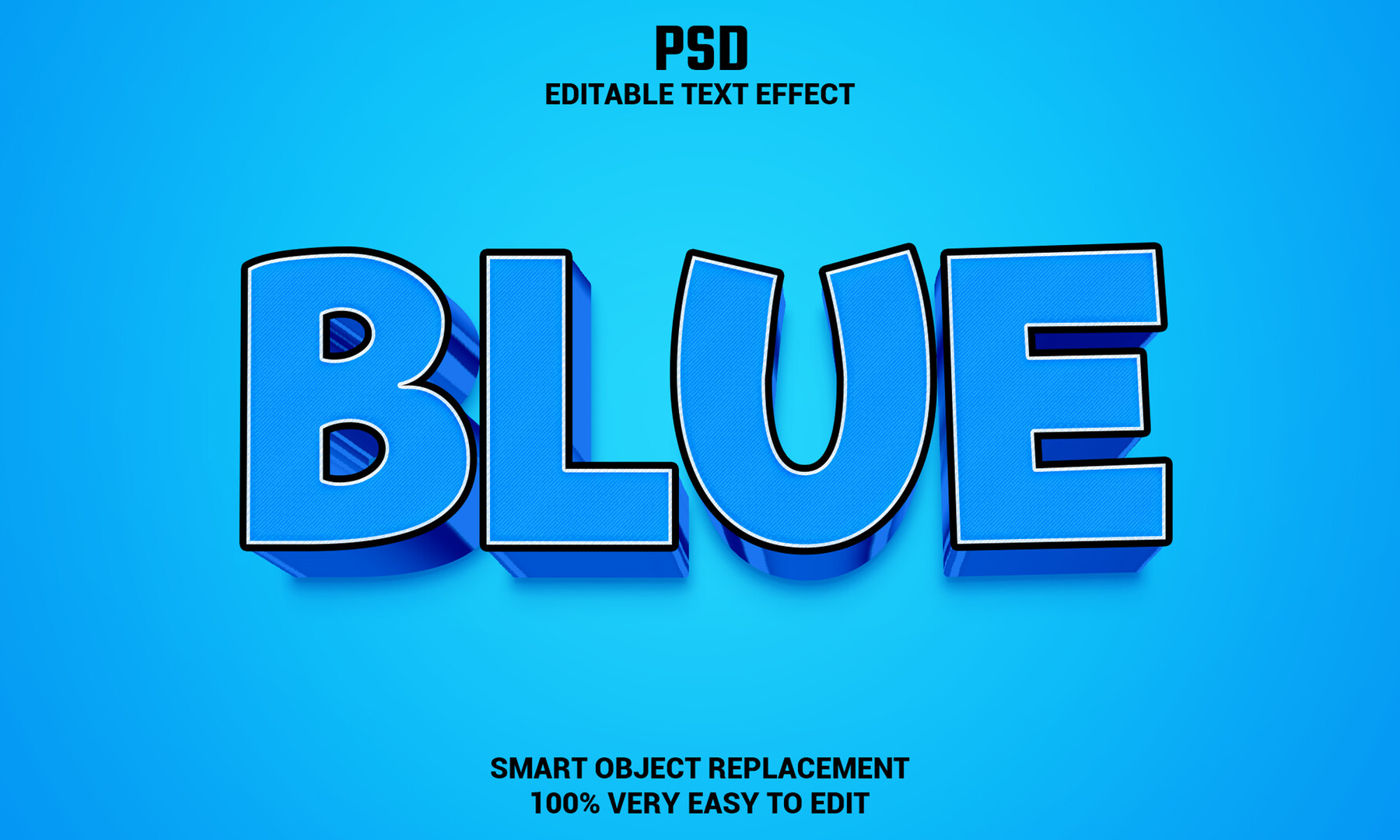 ArtStation - 3D Blue. PSD fully editable text effect. Layer style PSD ...