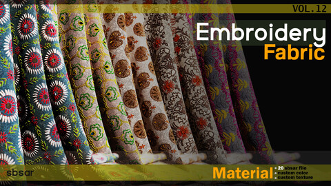 Embroidery fabric Material -SBSAR -custom color -custom fabric -4K -VOL 12