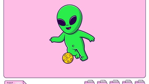 Cute Alien Playing Soccer Moon Cartoon Vector Icons Illustration. Flat Cartoon Concept. Suitable for any creative project.