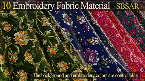 10 Seamless Embroidery Fabric Material -SBSAR (Vole 02)