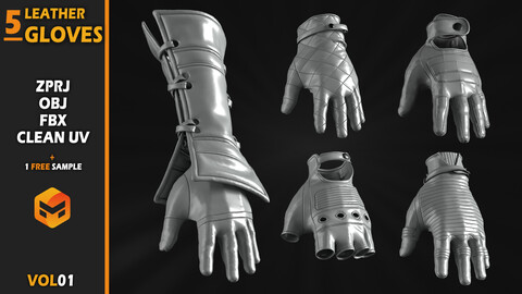 5 Leather Gloves - VOL01 / Clo3d(MD) ProJect + Free sample