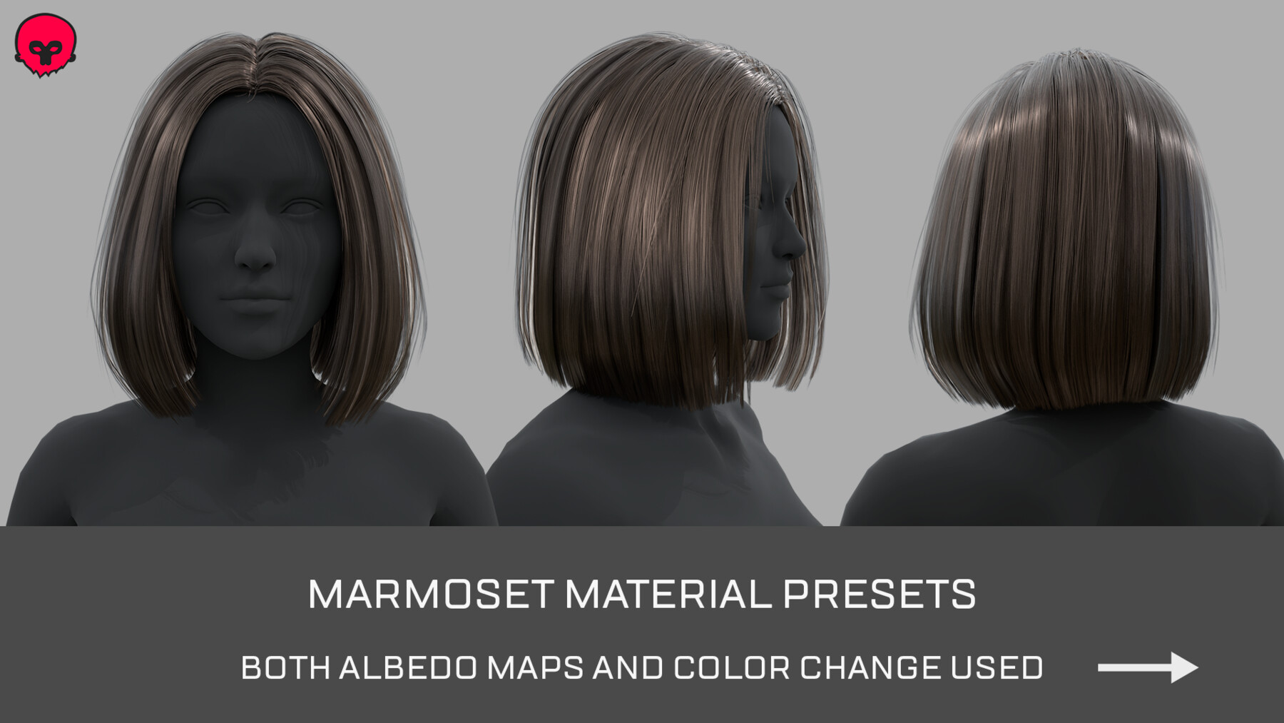 ArtStation - Female Straight Hair card Low-poly