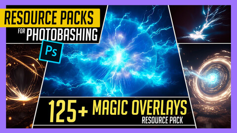 PHOTOBASH 125+ Magic Elements Spell Overlay Effects Resource Pack Photos for Photobashing in Photoshop
