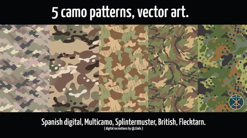 ArtStation - 5 vector camouflage patterns. Flecktarn, Multicam ...