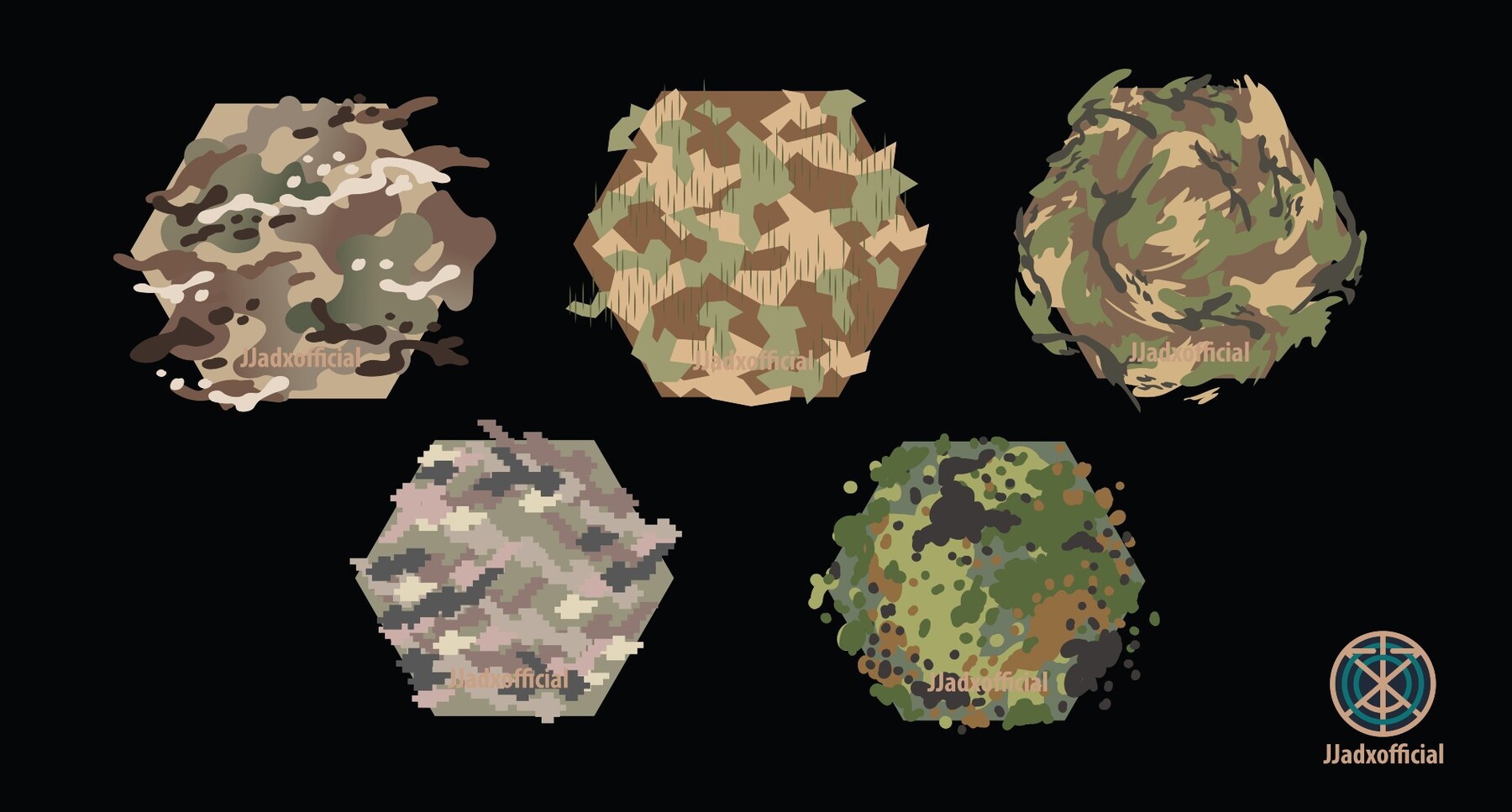 Artstation 5 Vector Camouflage Patterns Flecktarn Multicam