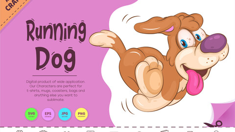 Cartoon Running Dog. Clipart.