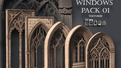 05 Medieval Textured Windows Pack 01