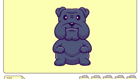 Cute Bulldog Sitting Cartoon Vector Icons Illustration. Flat Cartoon Concept. Suitable for any creative project.