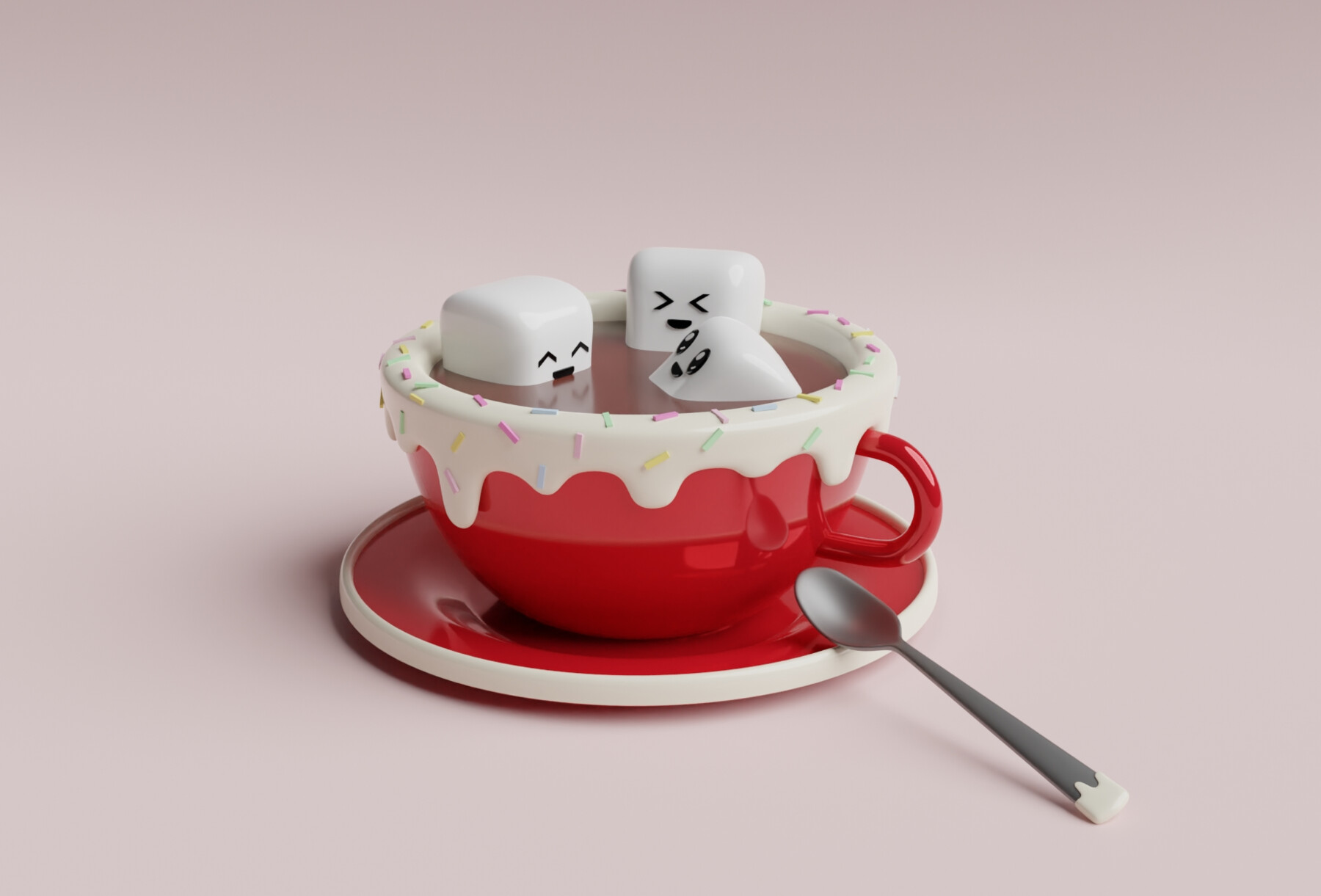 hot chocolate with marshmallows cartoon