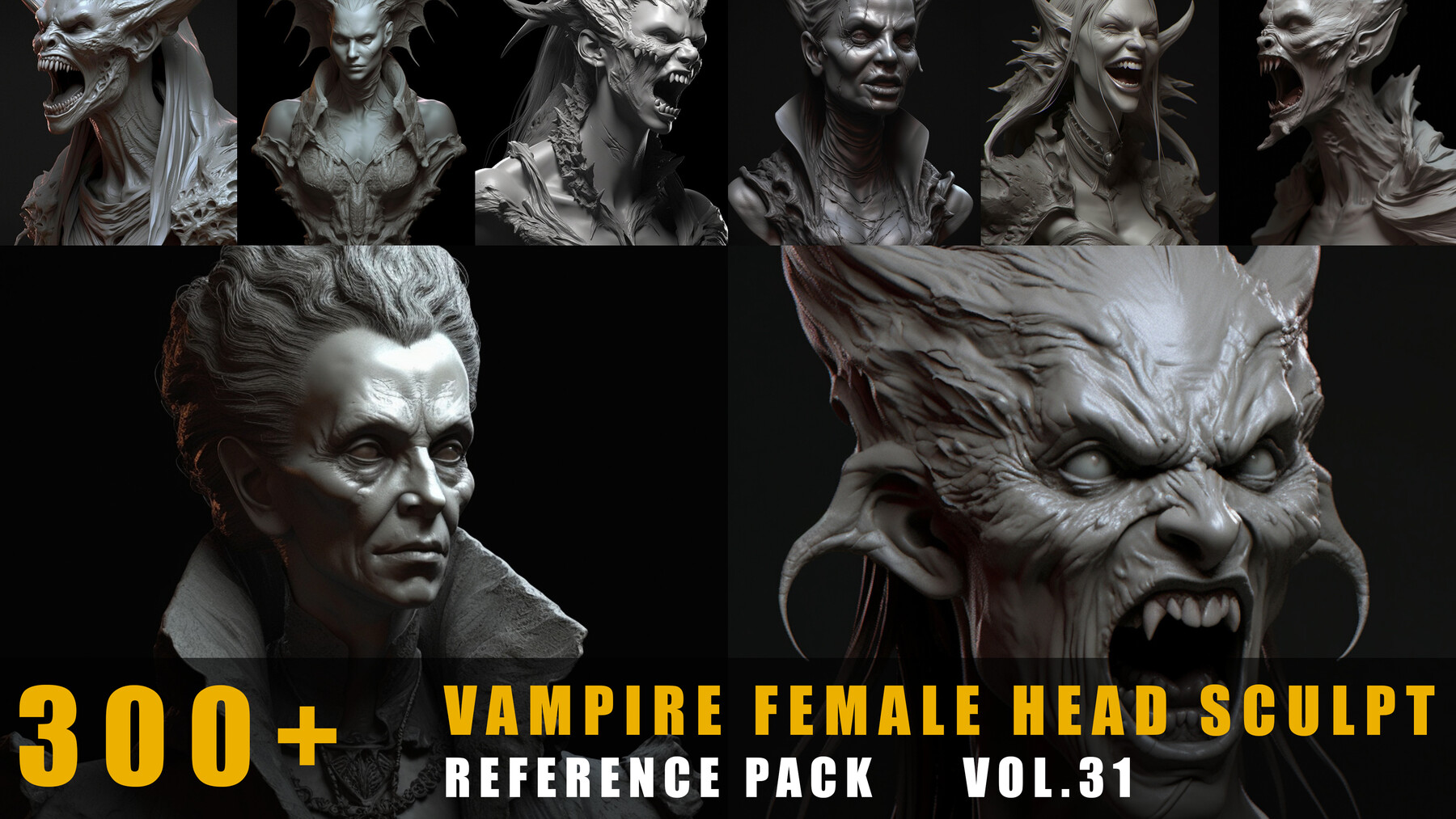 ArtStation - 300+ Vampire Female Head Sculpt - References Pack Vol.31