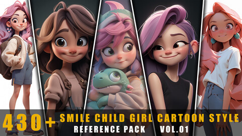 430+ Smile Child Girl Cartoon Style - References Pack Vol.01