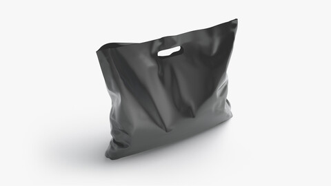 Black Wide Die-cut Plastic Bag - handle packet stand