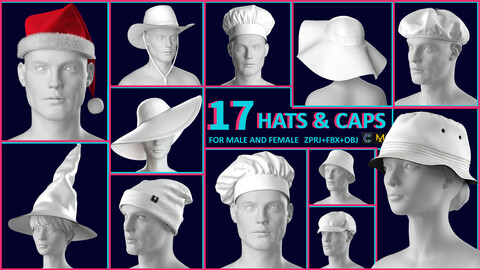 17 HAT AND CAP 3D MODELS